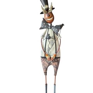 Rustic Tall Tin Pumpkin Boy Masquerade Metal Art Figurine Halloween KK Interiors